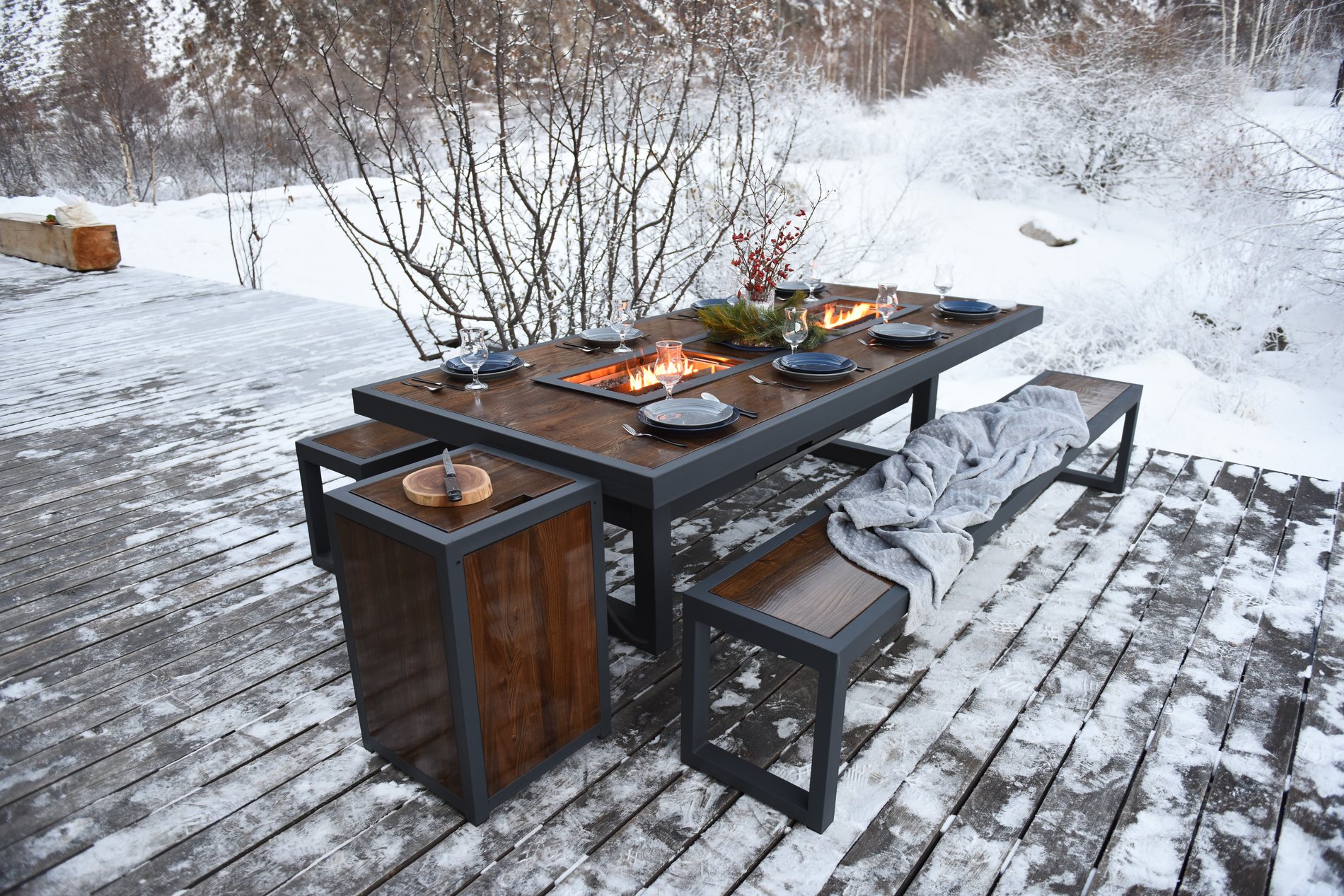 The King's Table on a terrace in winter