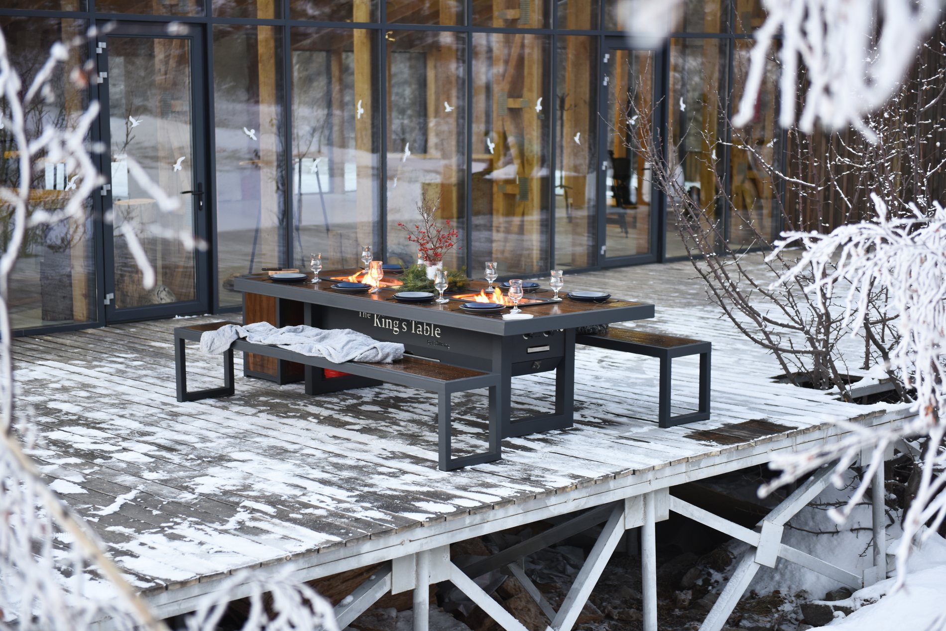 King's Table: the table on a terrace, winter, evening